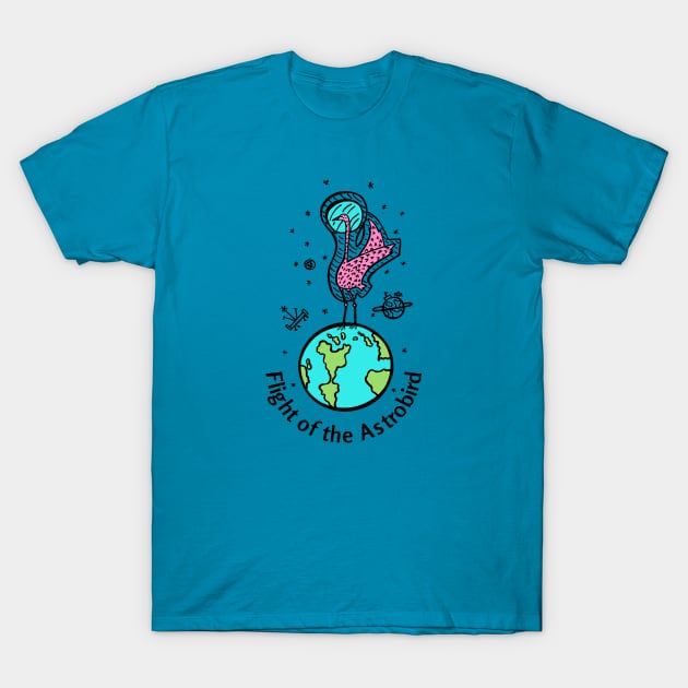 Flight of the Astrobird- Funny Space Bird Design T-Shirt by Davey's Designs